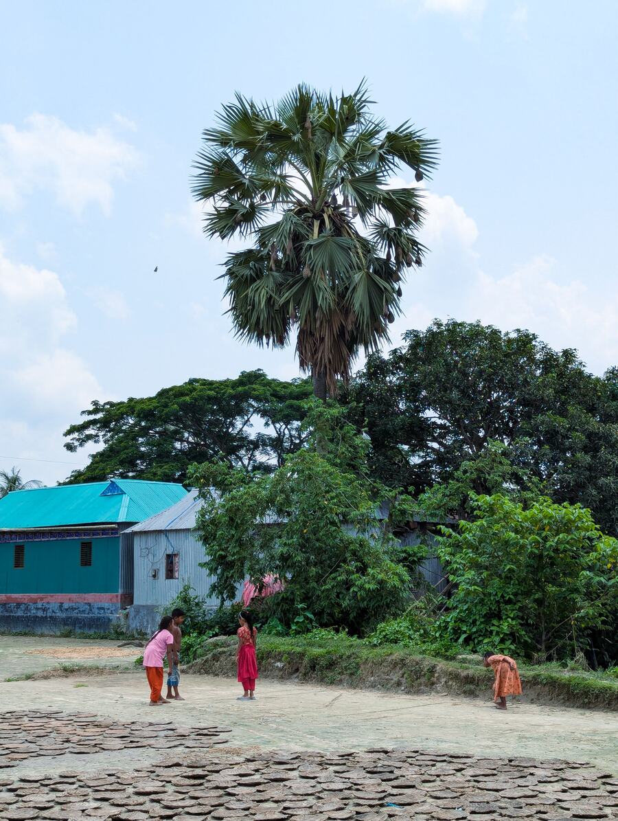 Children playing in a village courtyard